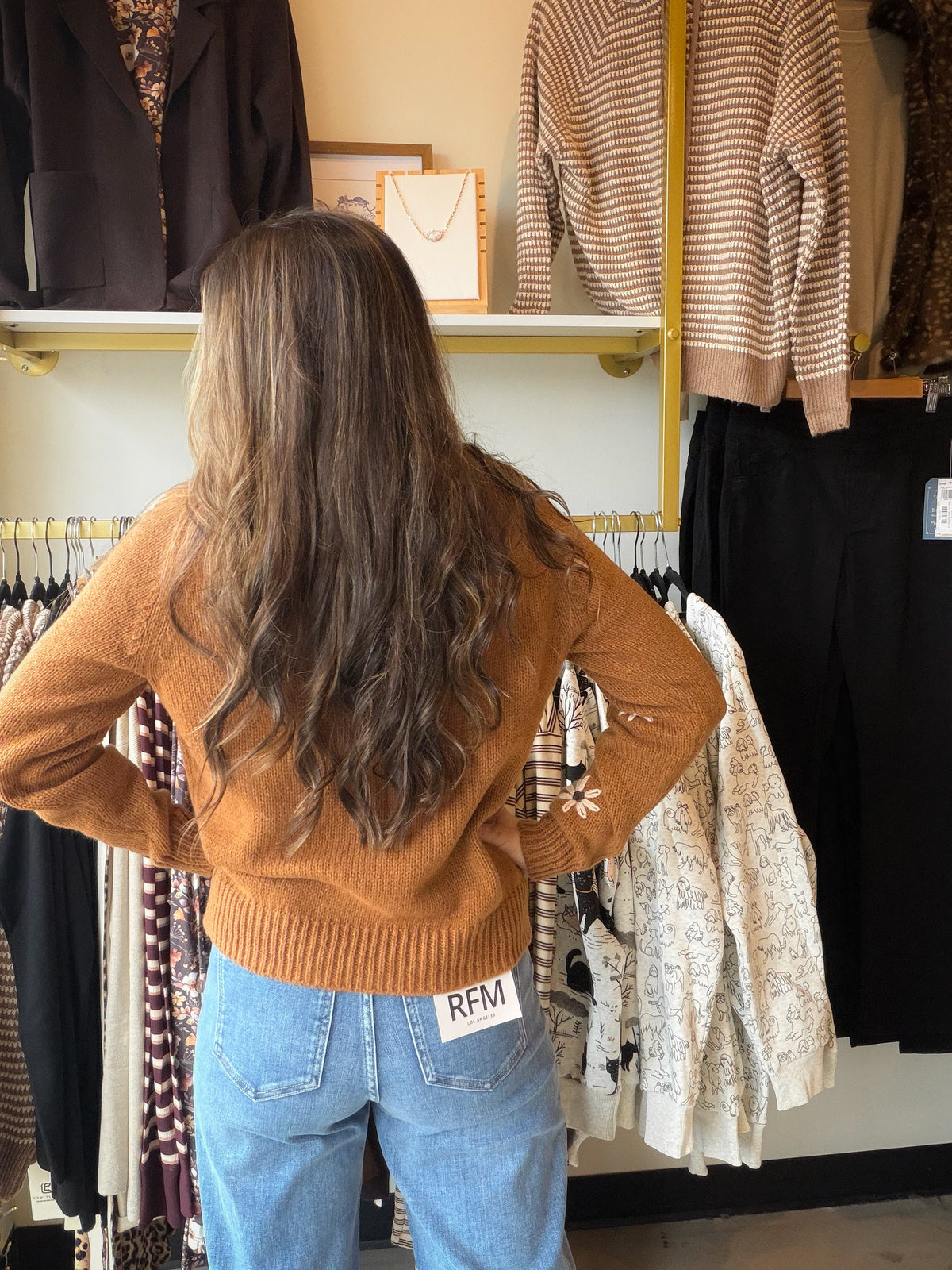 Mocha Flower Embroidered Sweater