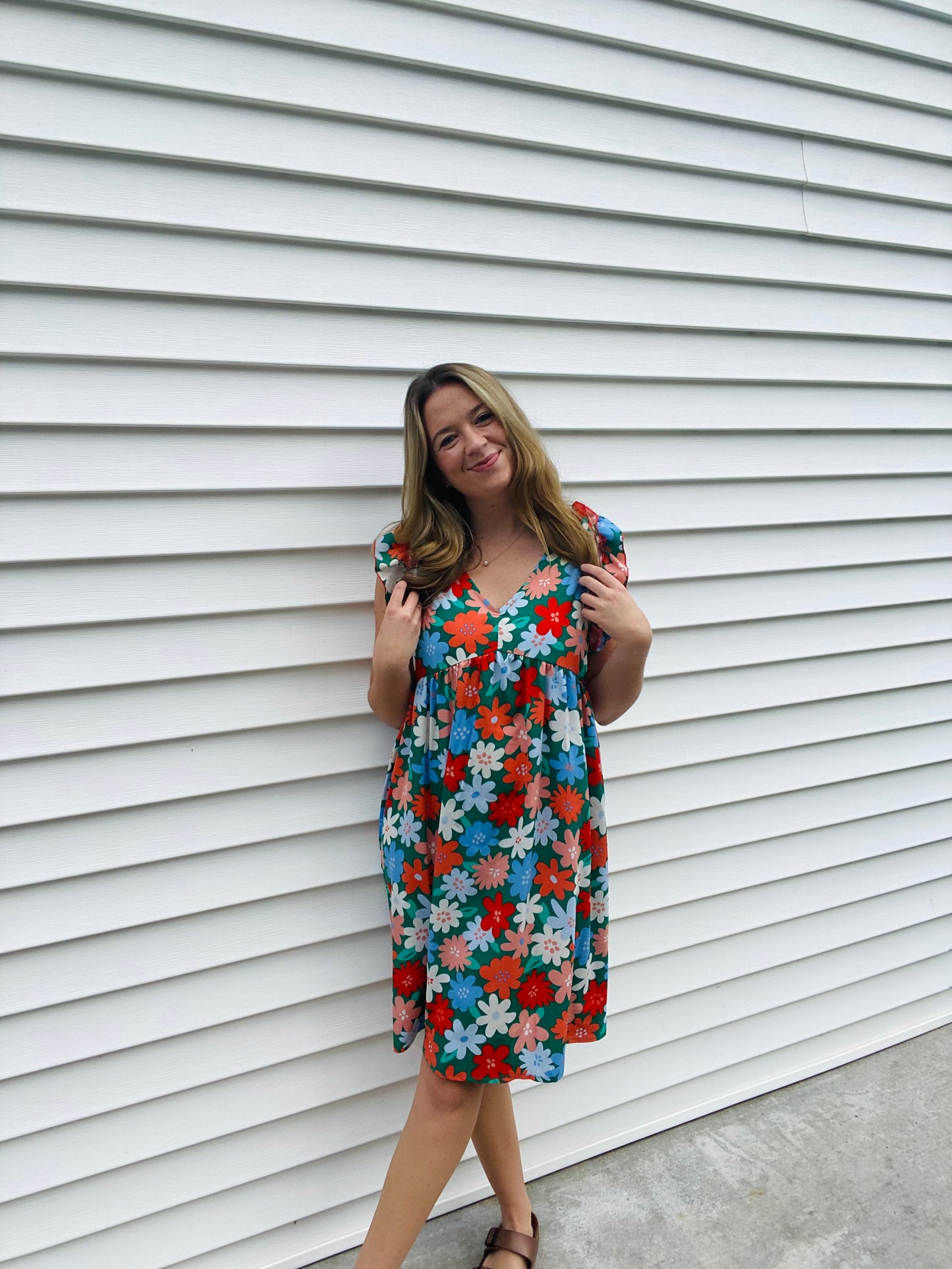 Midi Floral Babydoll Dress