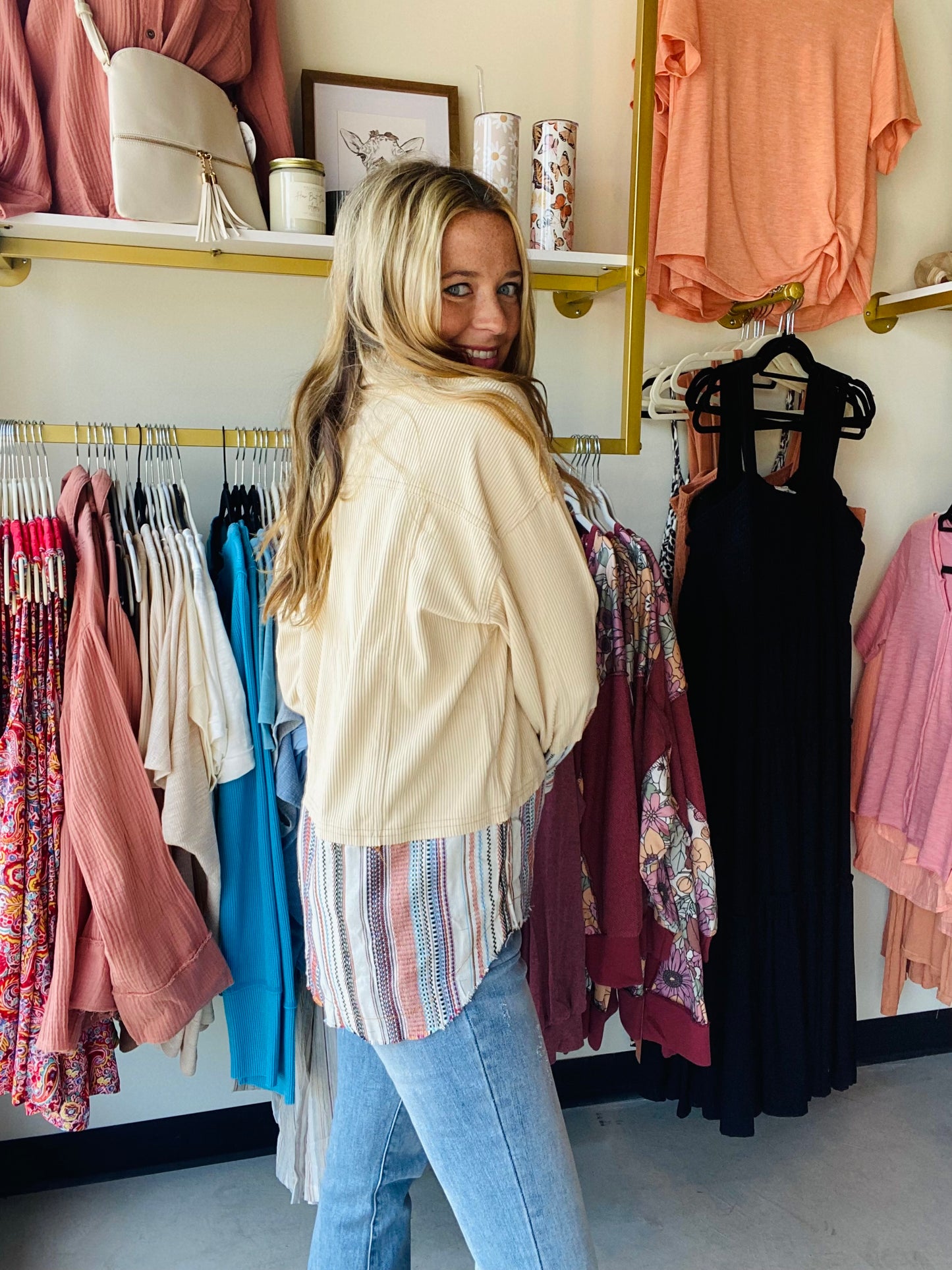 Stripes and Fringe Corduroy Jacket