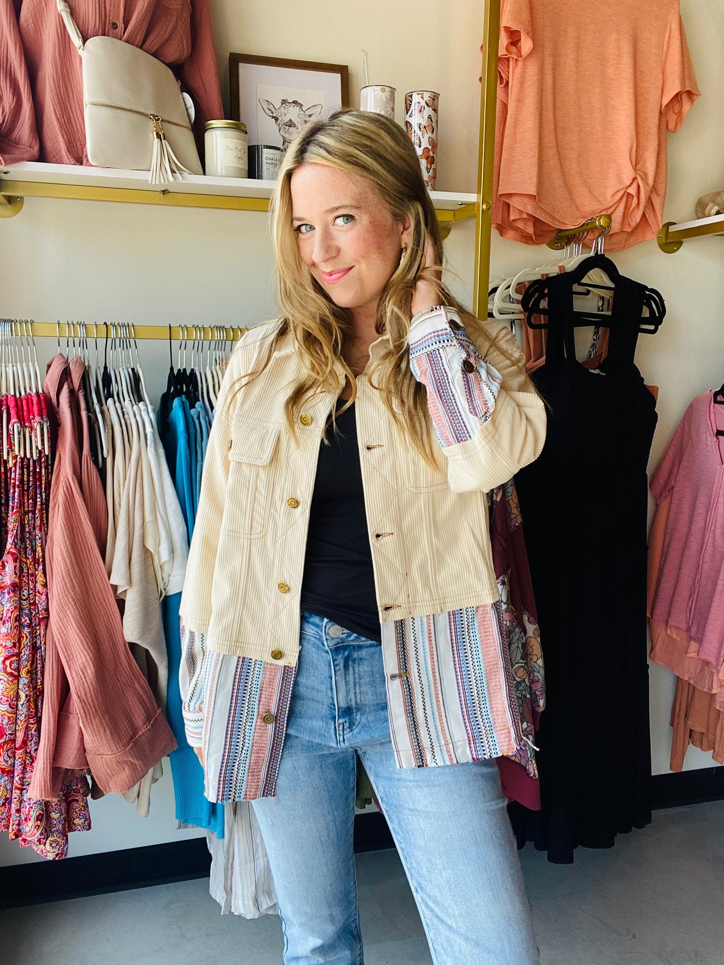 Stripes and Fringe Corduroy Jacket