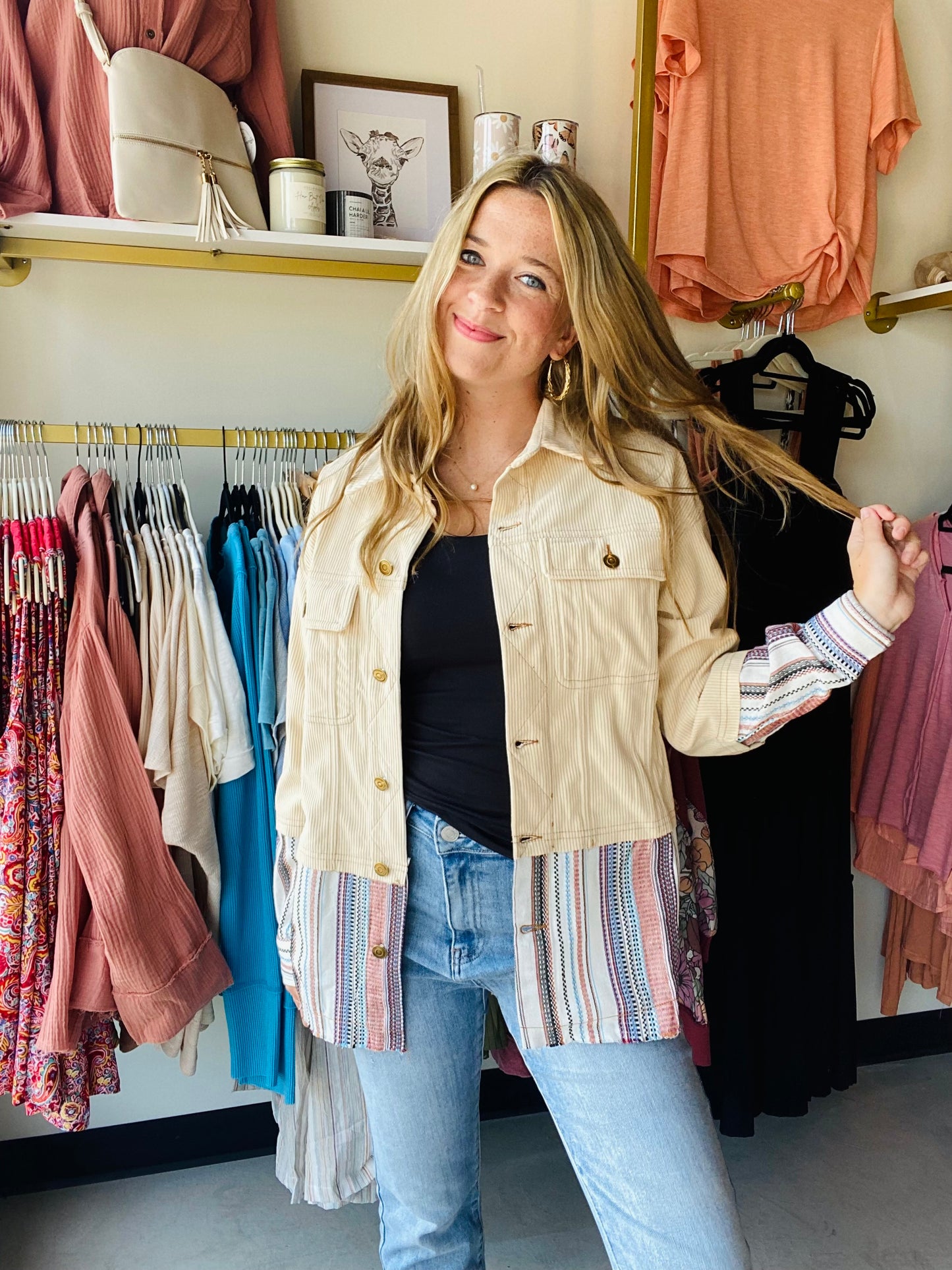 Stripes and Fringe Corduroy Jacket