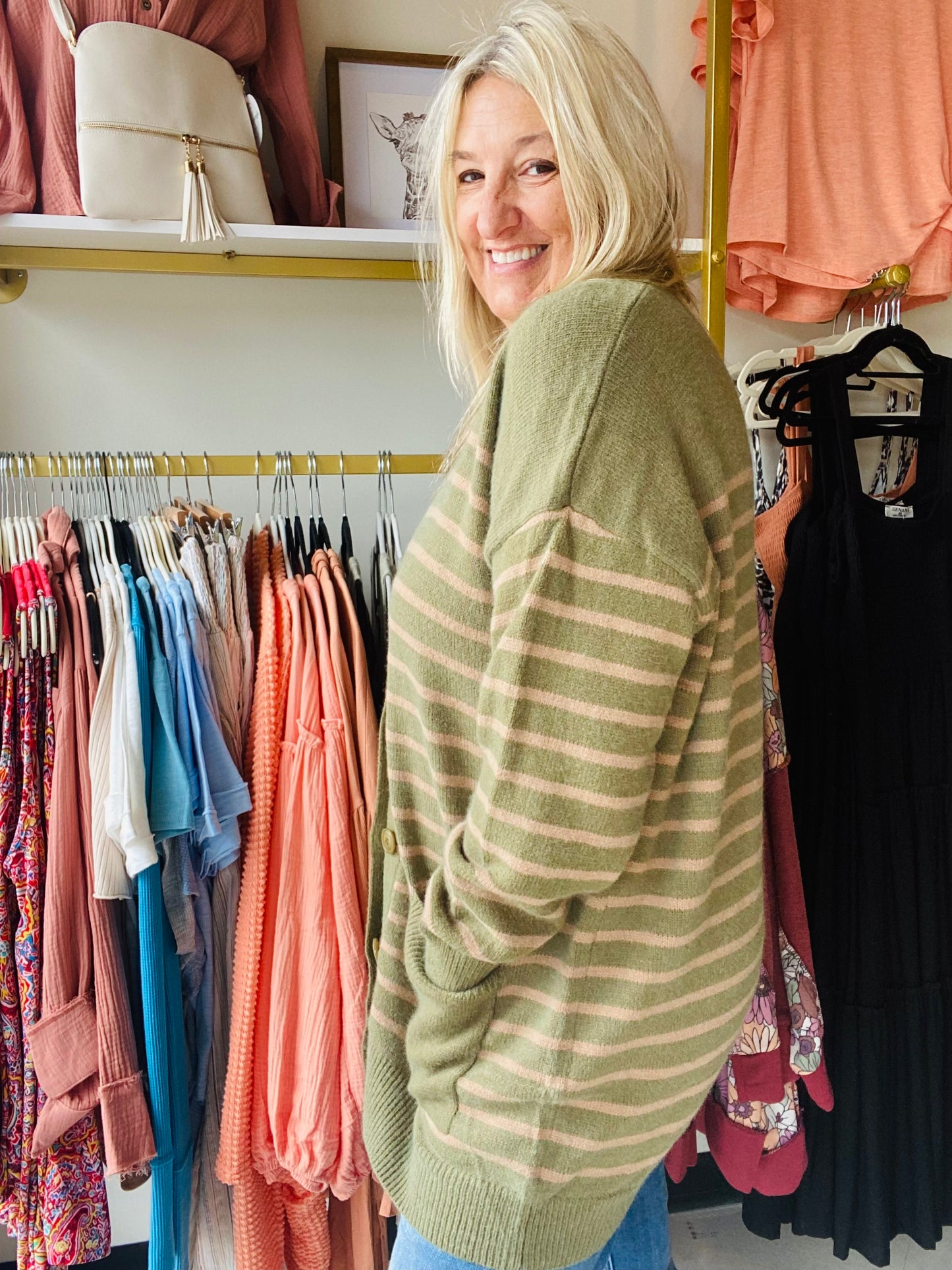 Olive and Brown Oversized Cardi