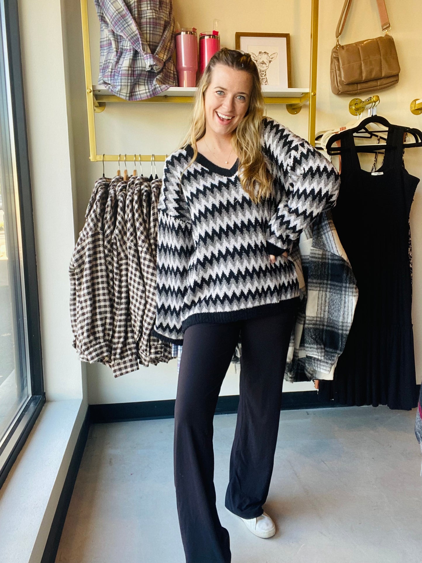 Black and Grey Zig Zag Sweater