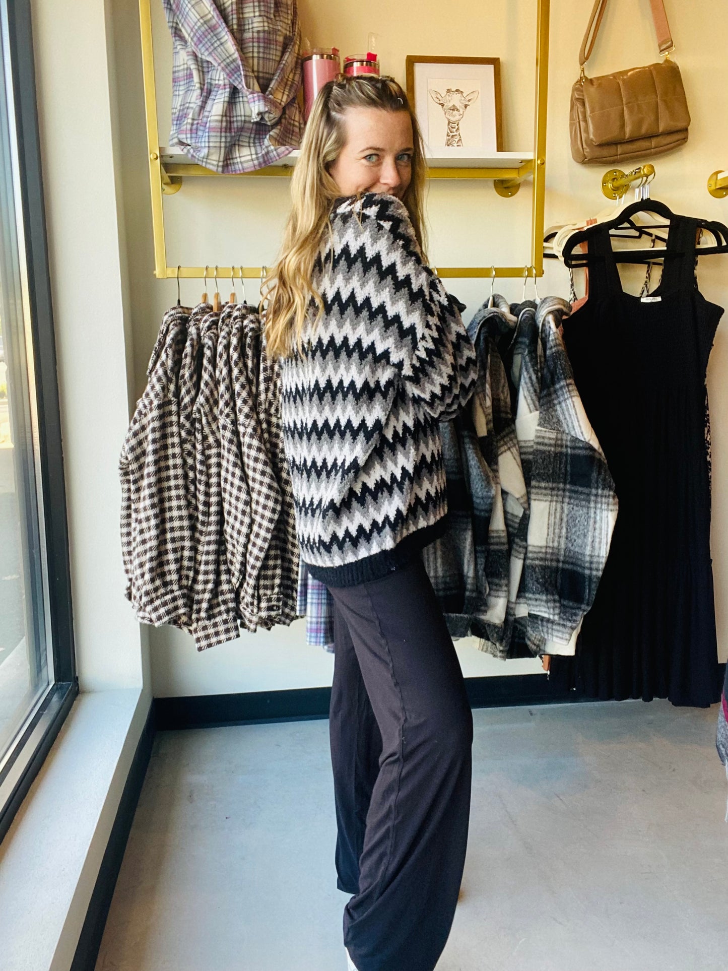 Black and Grey Zig Zag Sweater