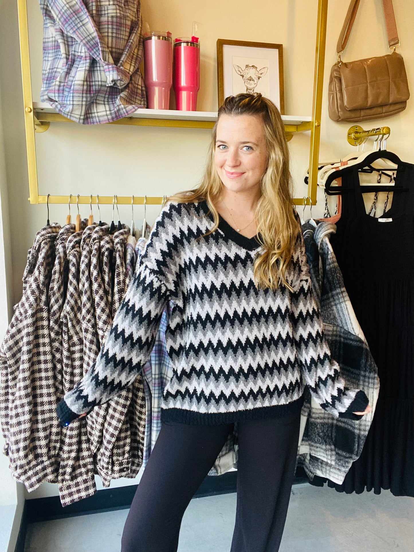Black and Grey Zig Zag Sweater