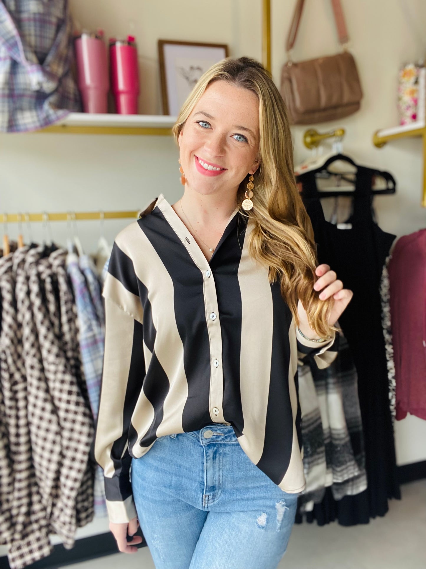 Textured Bold Stripe Blouse