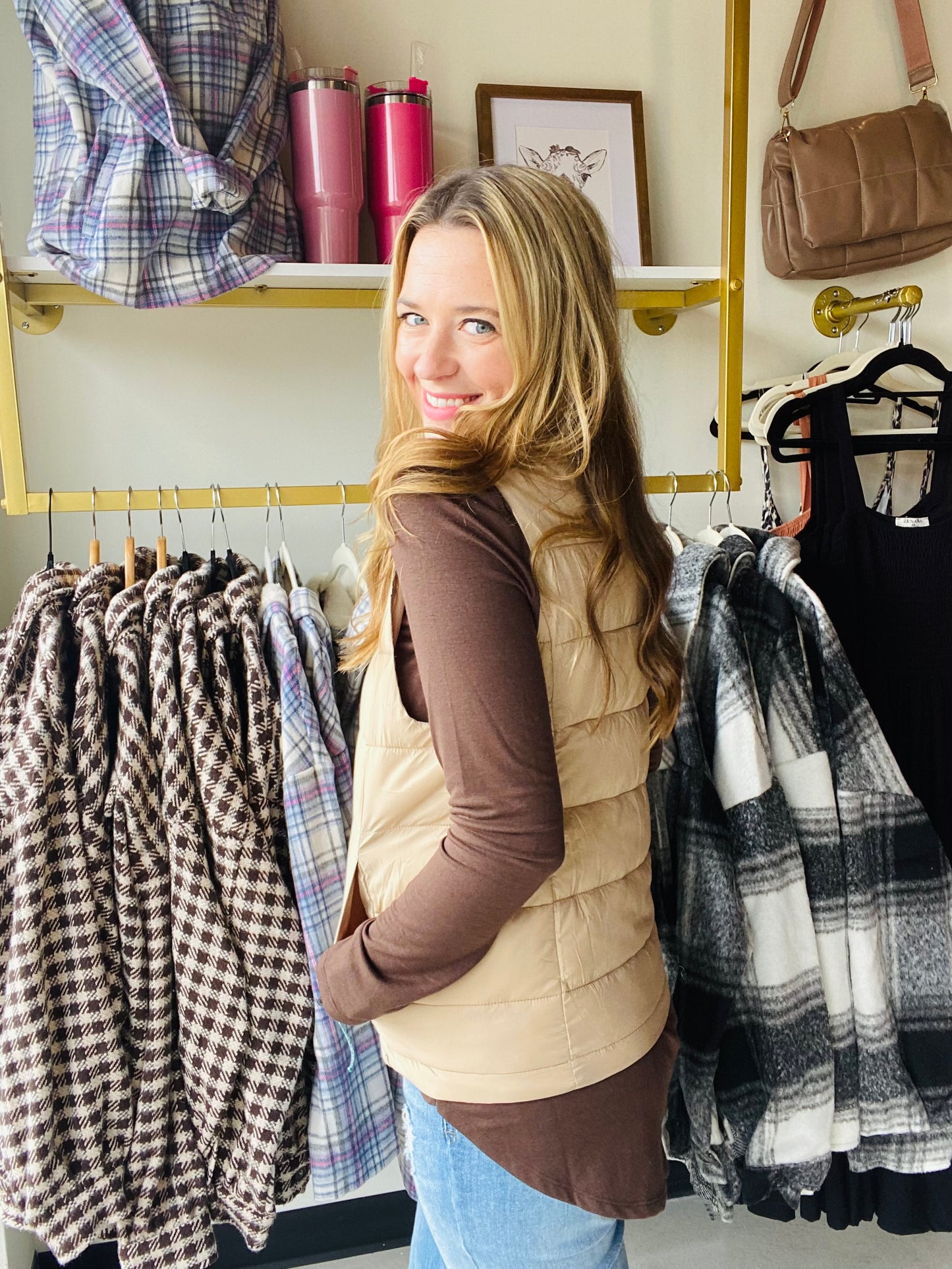 Quilted Khaki Puffer Vest