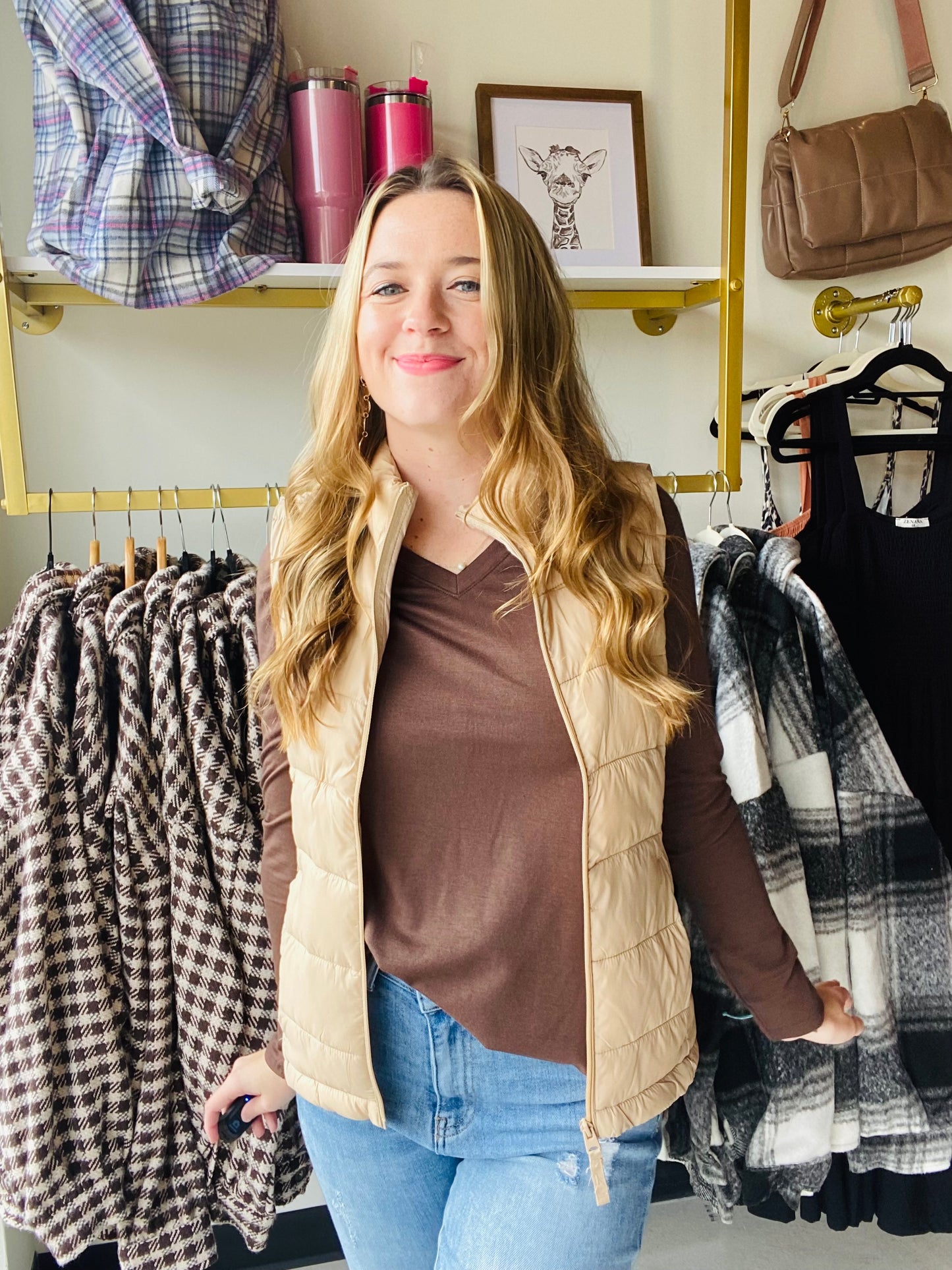 Quilted Khaki Puffer Vest