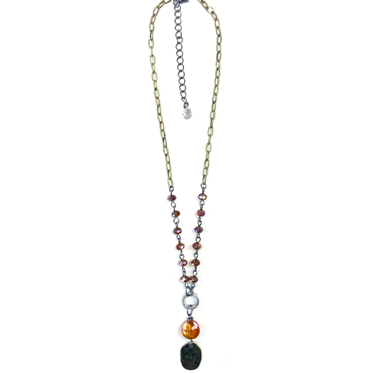 Brown Coin Drop Pendant Necklace