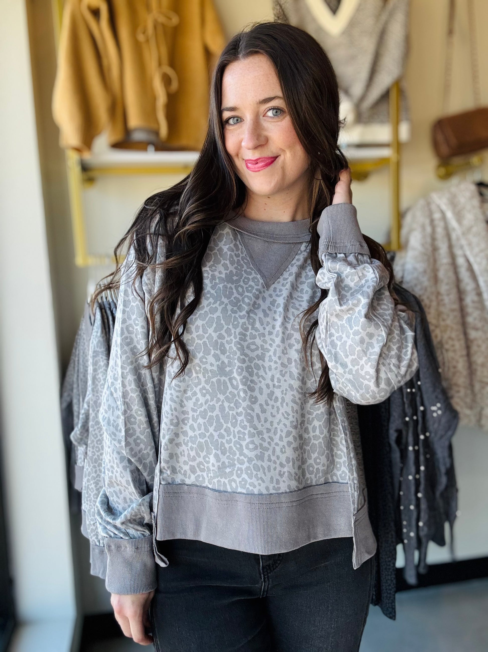 Wrap yourself in cozy charm with the Grey Leopard Crewneck Pullover. Featuring silky smooth fabric that feels like a gentle hug, this playful piece boasts a classic crewneck and a fun reversed hemline that adds a quirky twist to your casual look. Perfect for lounging or stepping out in style, it’s comfort with a cheeky little edge.
White Birch 