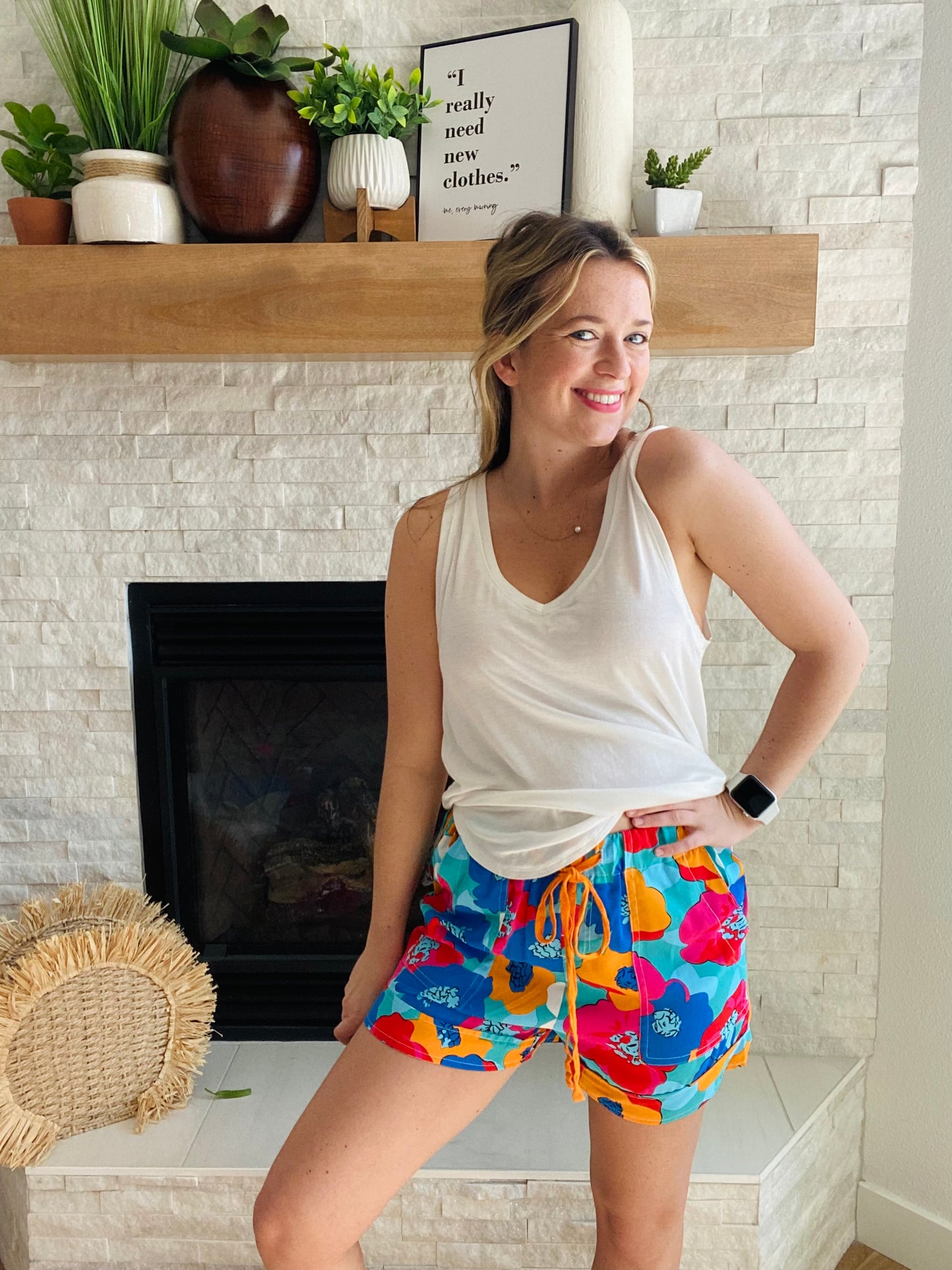 Our Abstract Floral Everyday Shorts feature a relaxed, breezy feel and a vibrant color palette for a stylish look this summer. With a drawstring elastic waistband for a comfortable feel, they pair perfectly with a white tank and a denim jacket. 100% Polyester