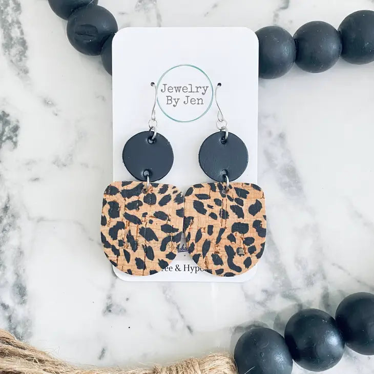 Boho Dangle Black and Spotted Cheetah Earrings