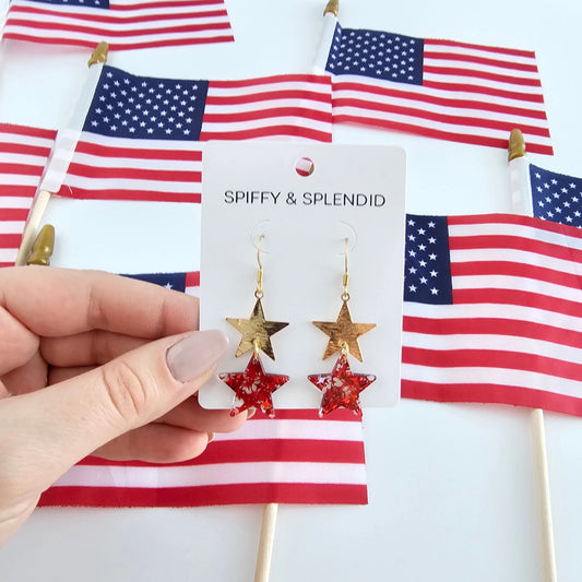 Red Starry Dangle Earrings