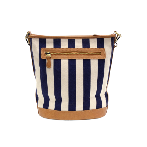 Navy Awning Stripe Canvas Bag