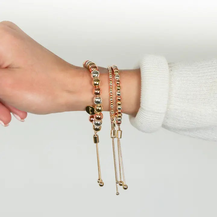 Tri Tone Adjustable Bracelet - 3mm