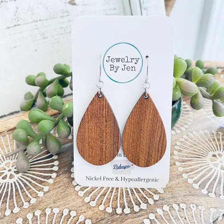Wood Teardrop Earrings
