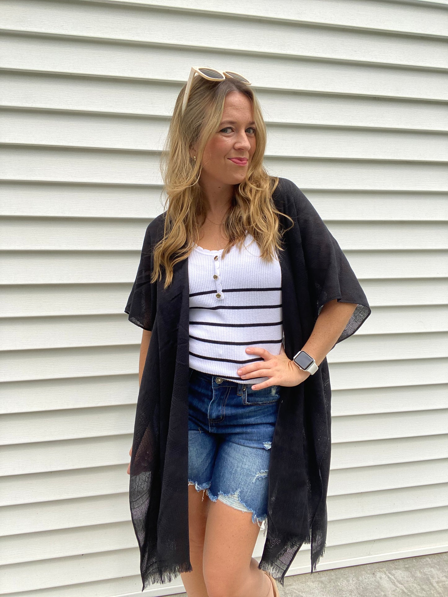White Shell Rib Knit Tank Top