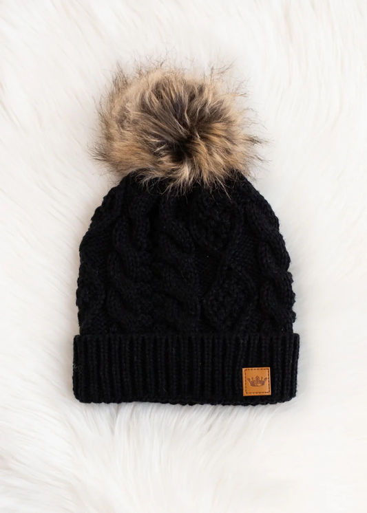 Black Cable Knit Hat