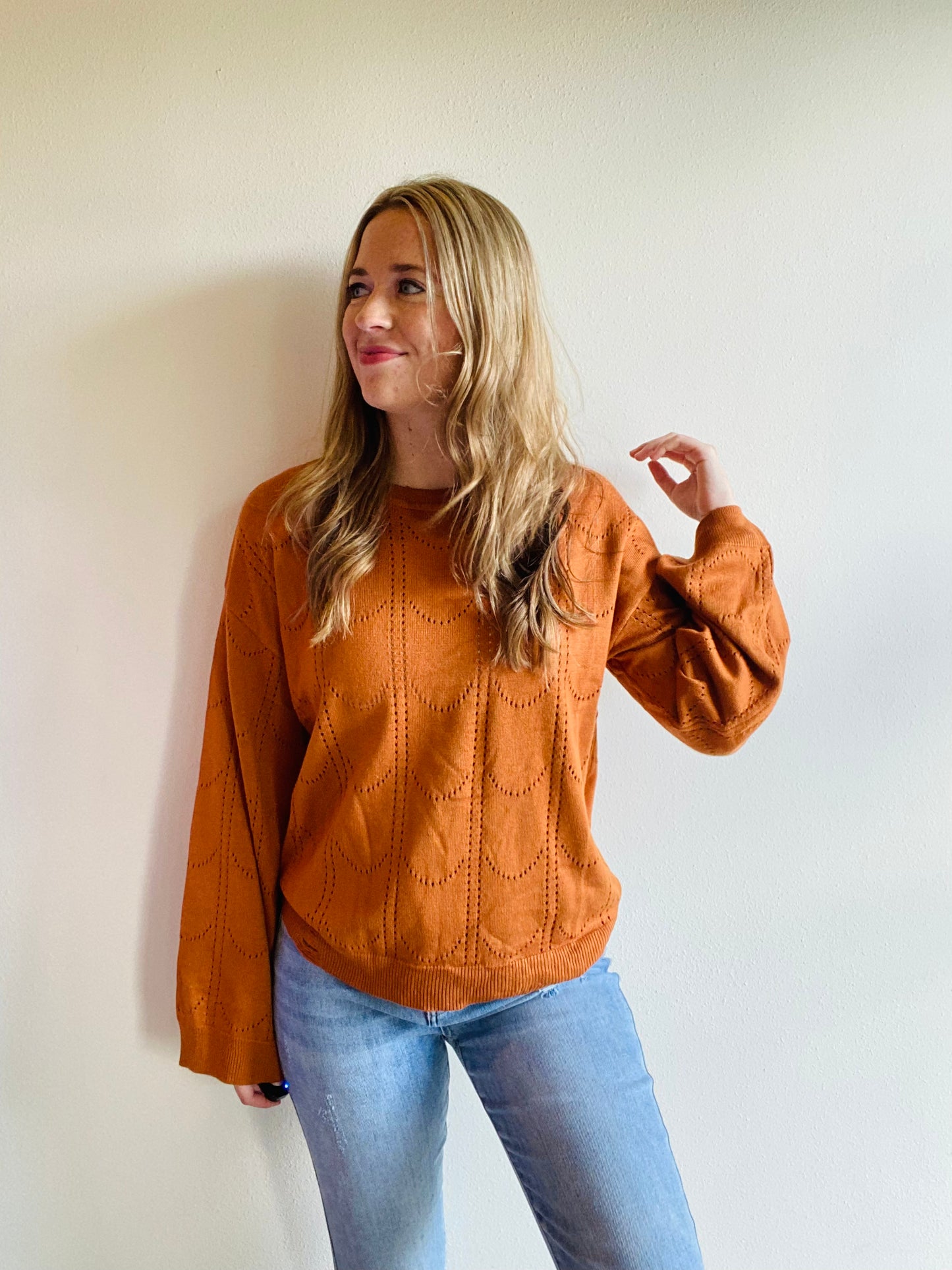 Khaki Flare Texture Knit Sweater