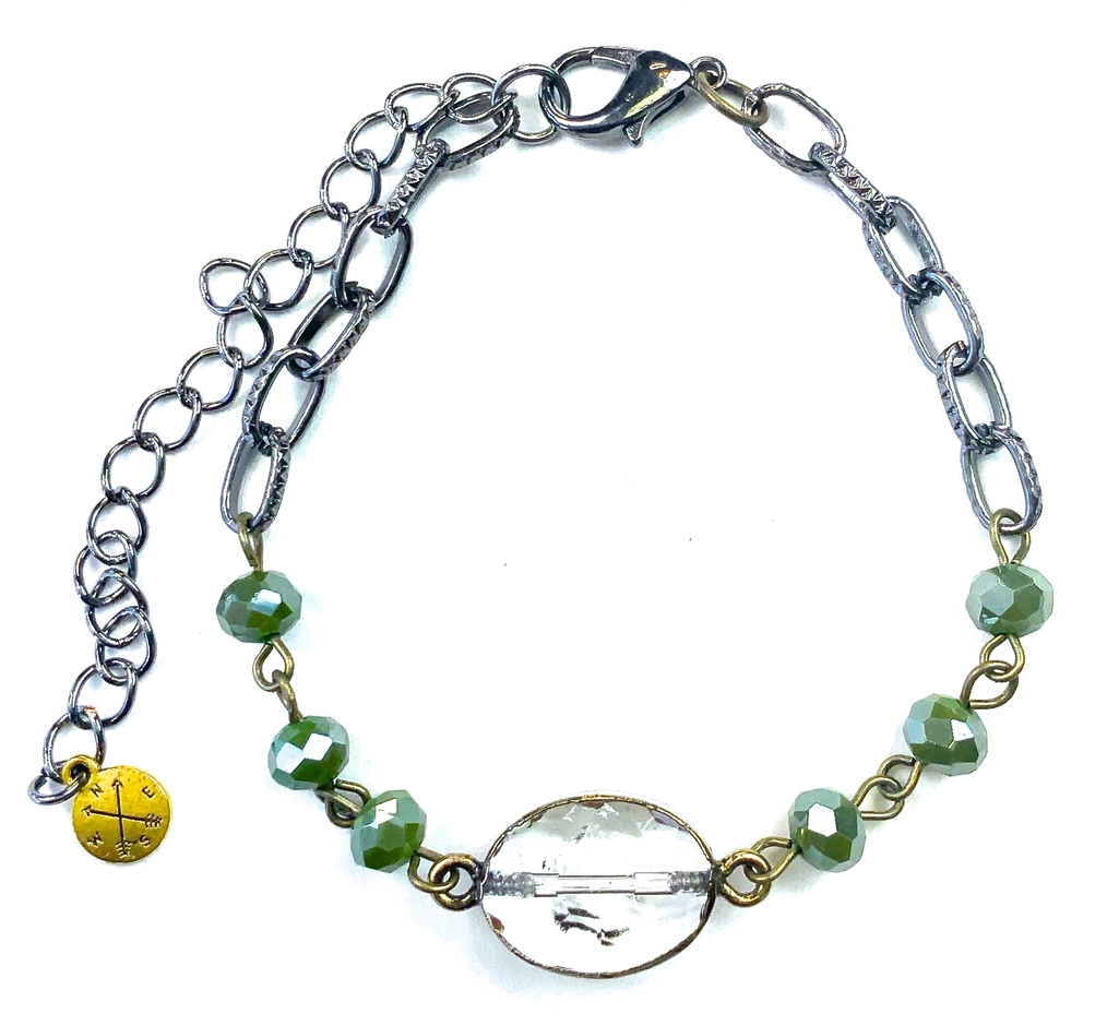 Br-Rosaried Lime Chain Bracelet
