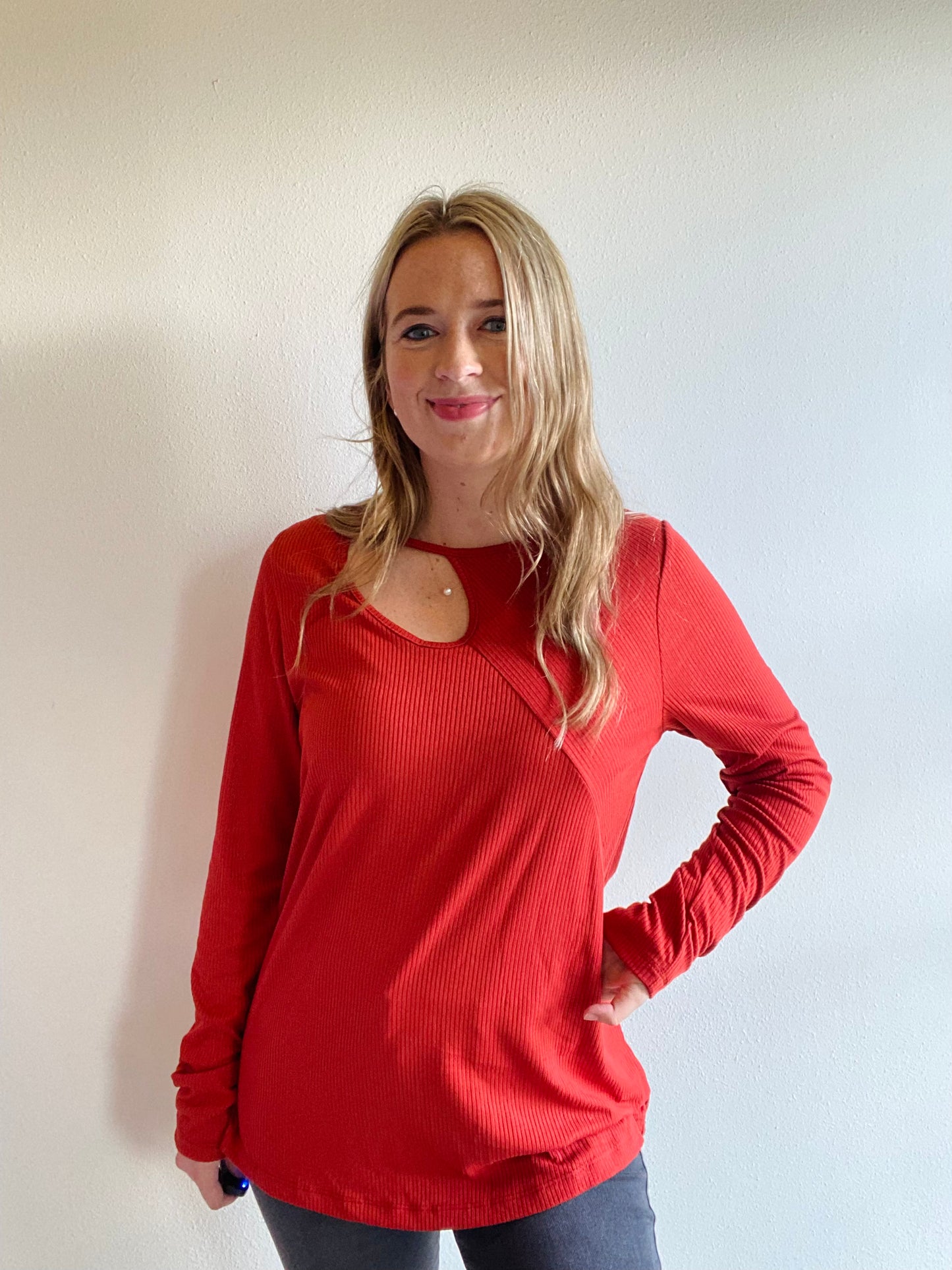 Copper Asymmetrical Cutout Top