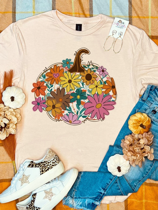Floral Doodle Pumpkin Tee