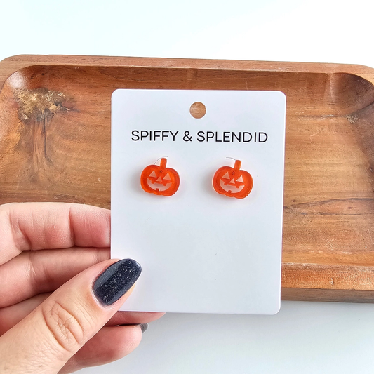 Orange Glitter Pumpkin Studs
