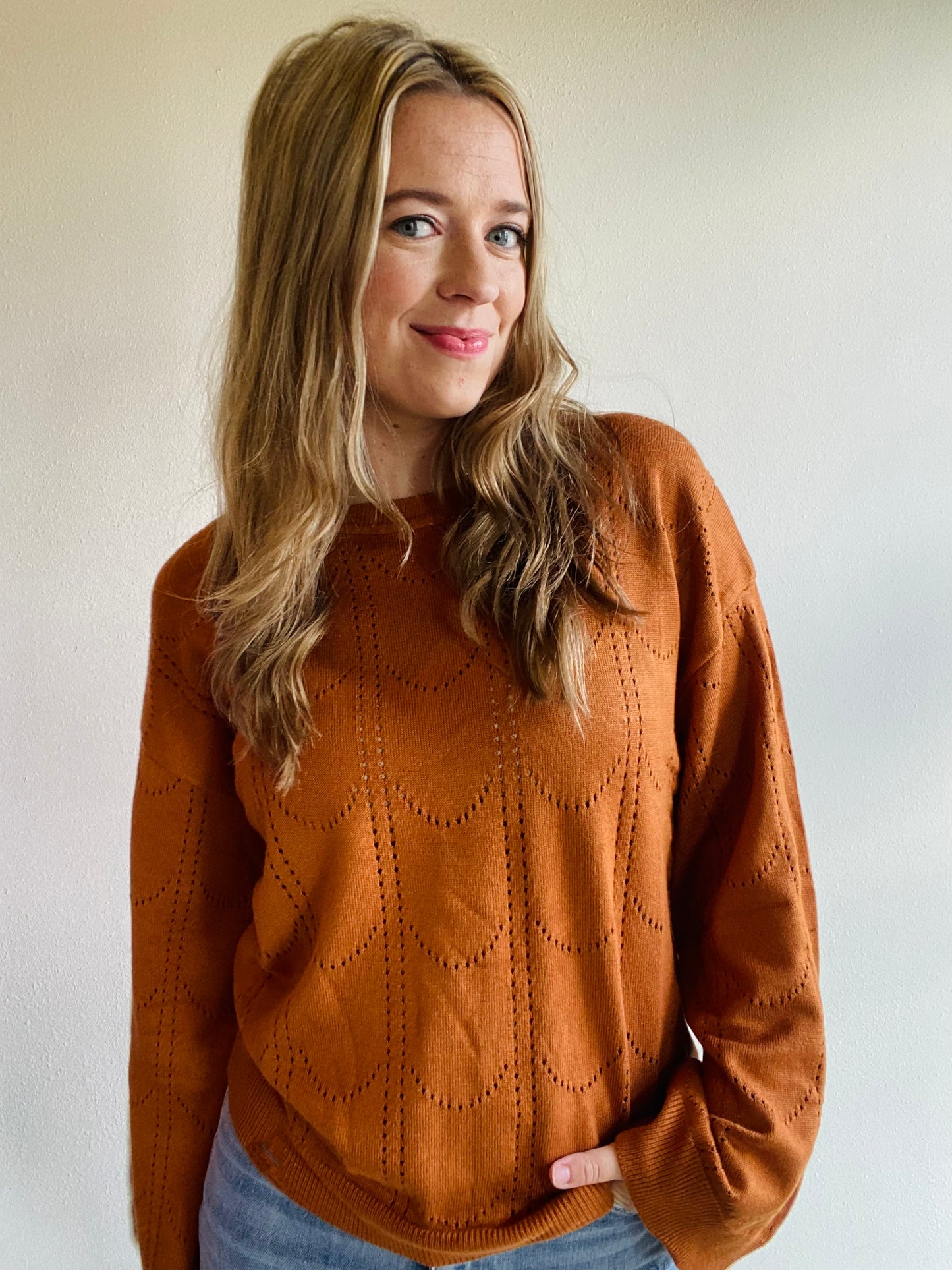 Khaki Flare Texture Knit Sweater