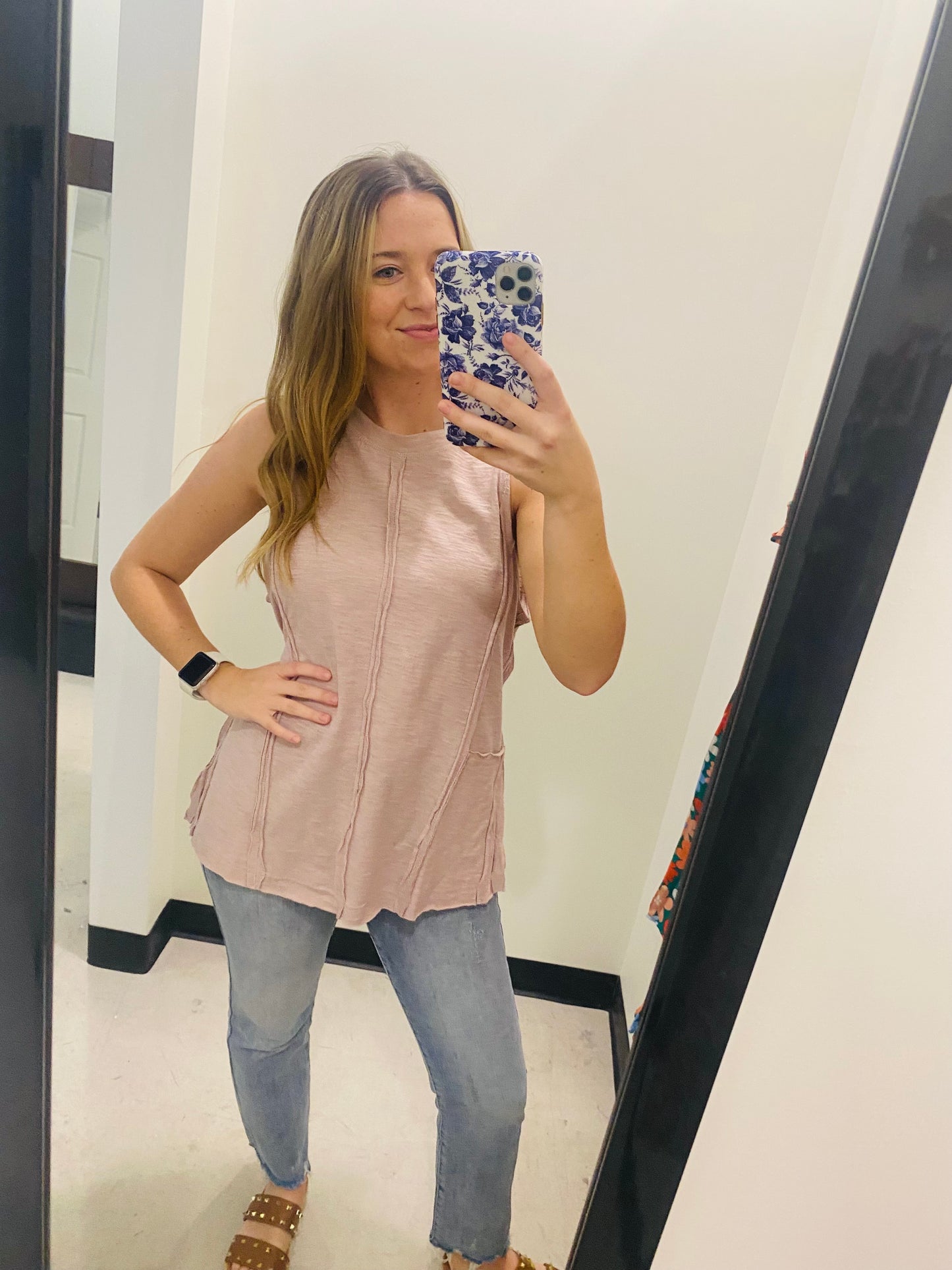 Mauve Exposed Seam Tank Top