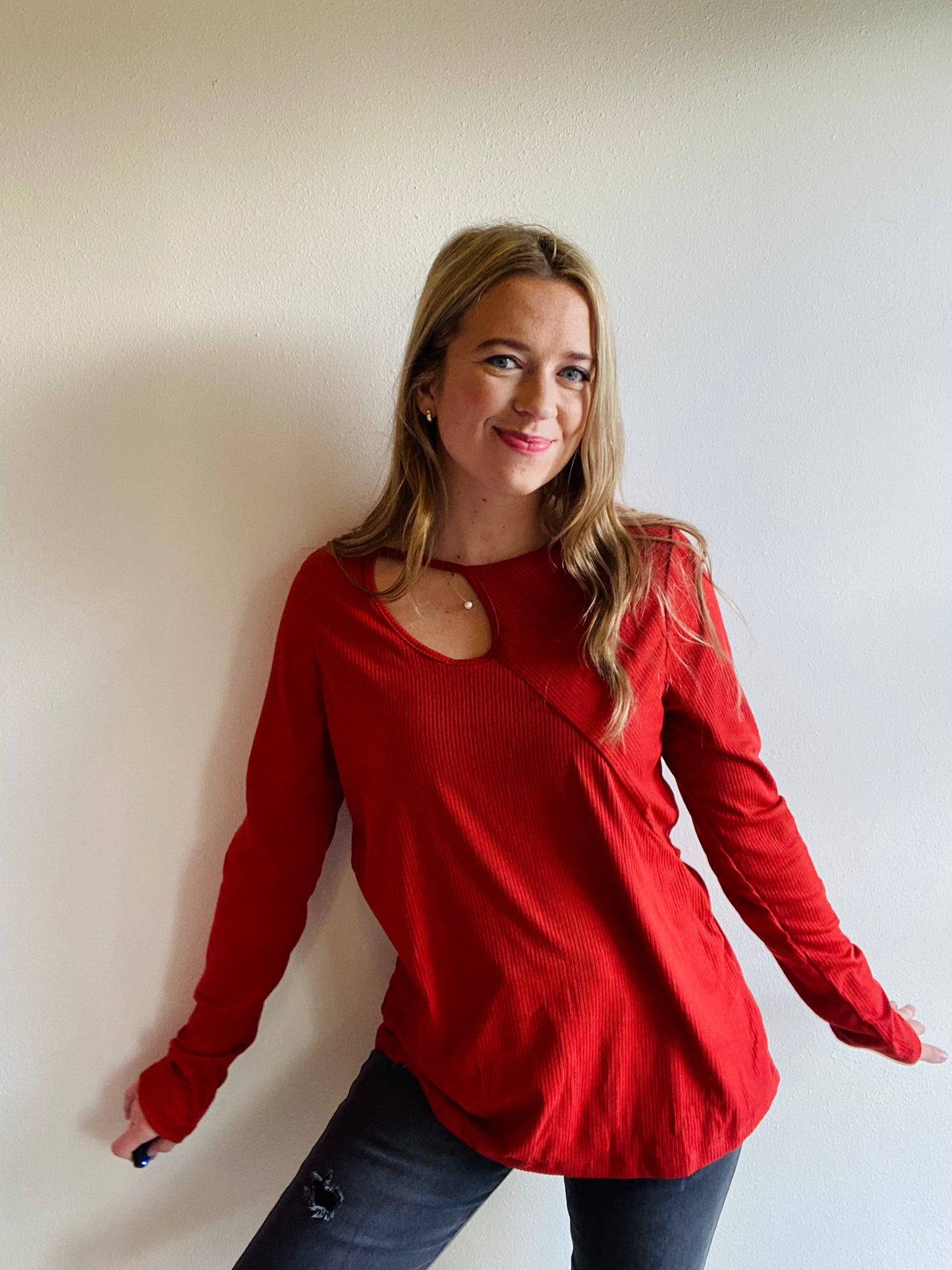 Copper Asymmetrical Cutout Top