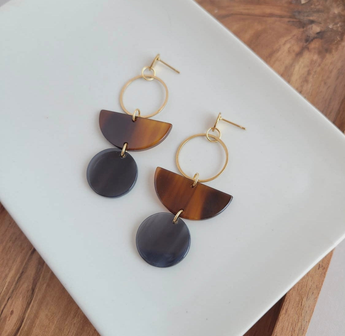 Walnut and Black Wren Earrings