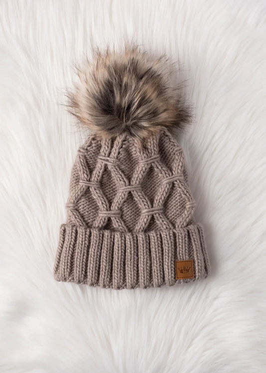 Taupe Diamond Knit Hat