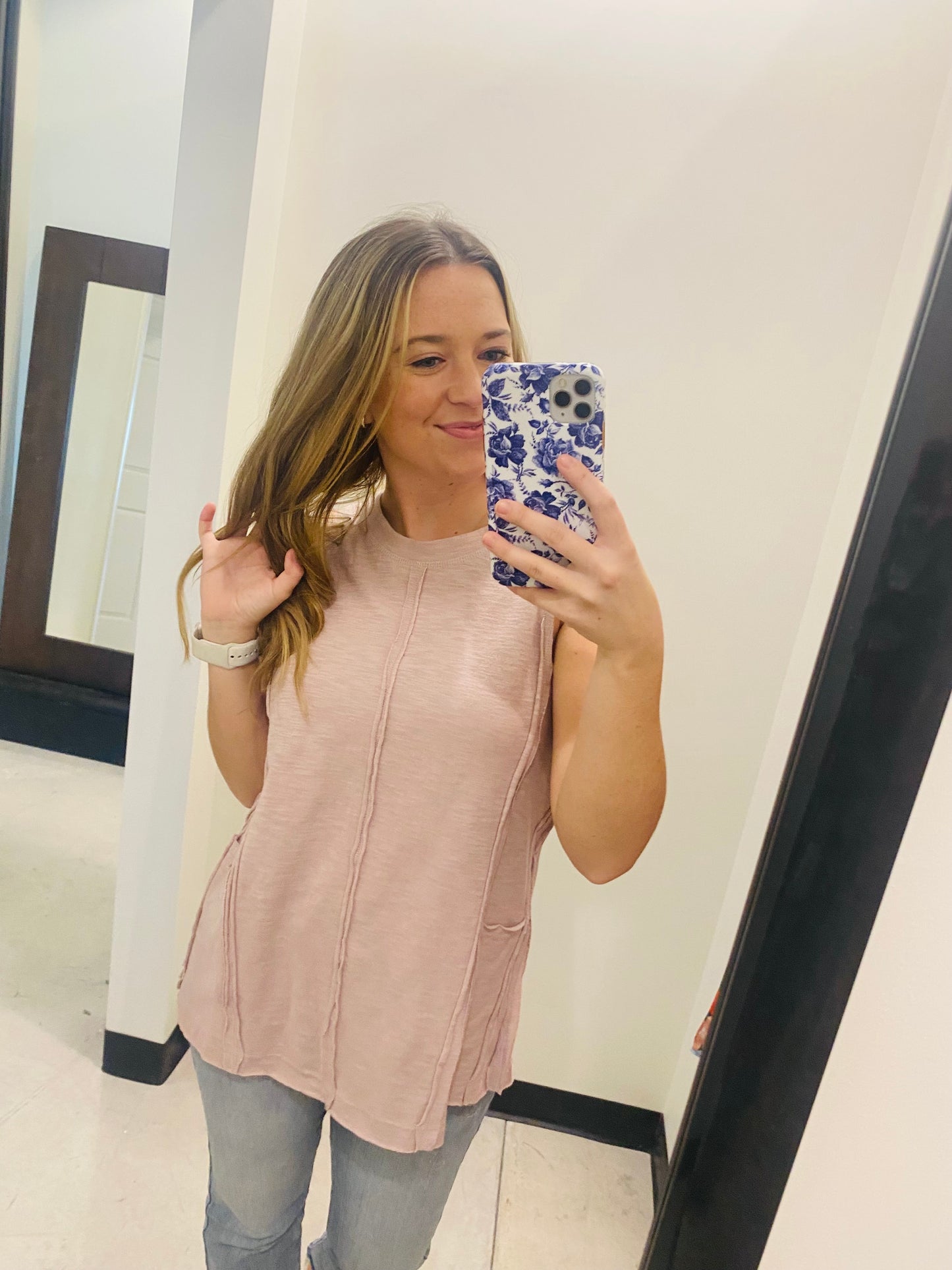 Mauve Exposed Seam Tank Top