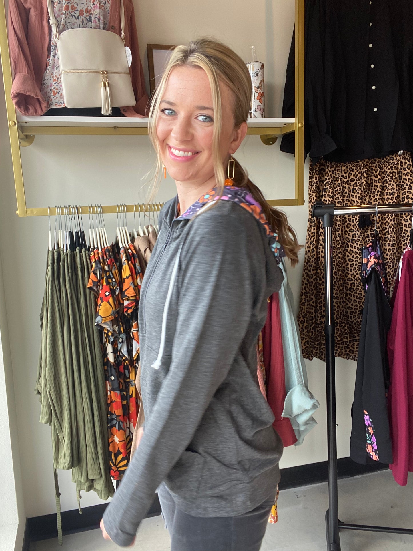 Shirley Hoodie- Grey/Floral