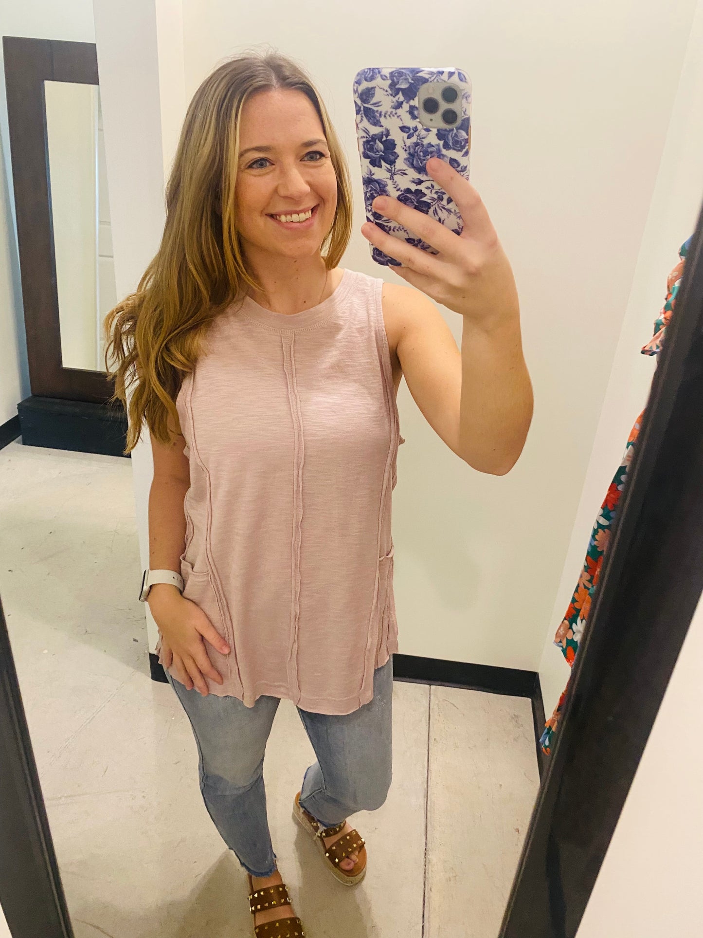 Mauve Exposed Seam Tank Top