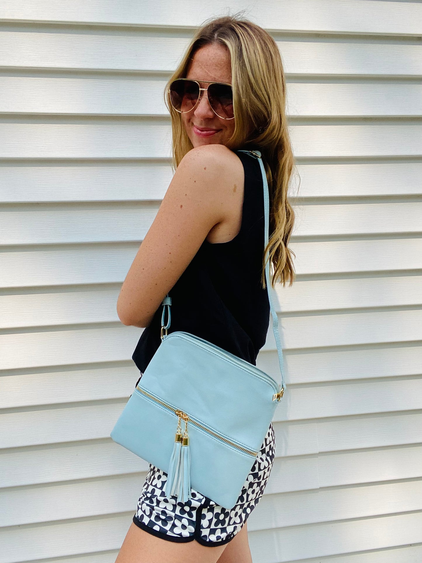 Tassel Messenger Bag- Baby Blue