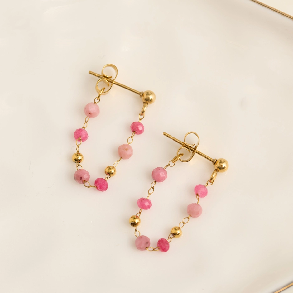 Gemstone Beaded Drop Earrings