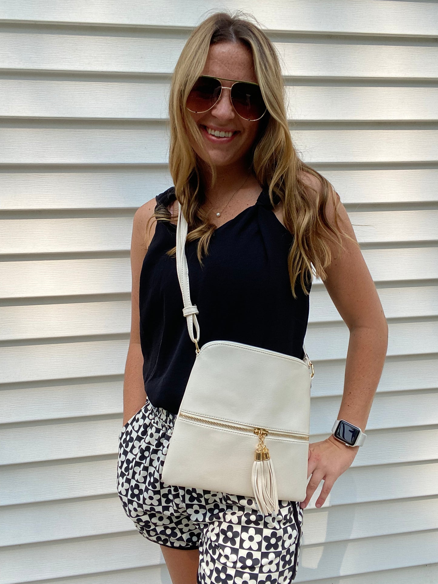 Tassel Messenger Bag- Beige