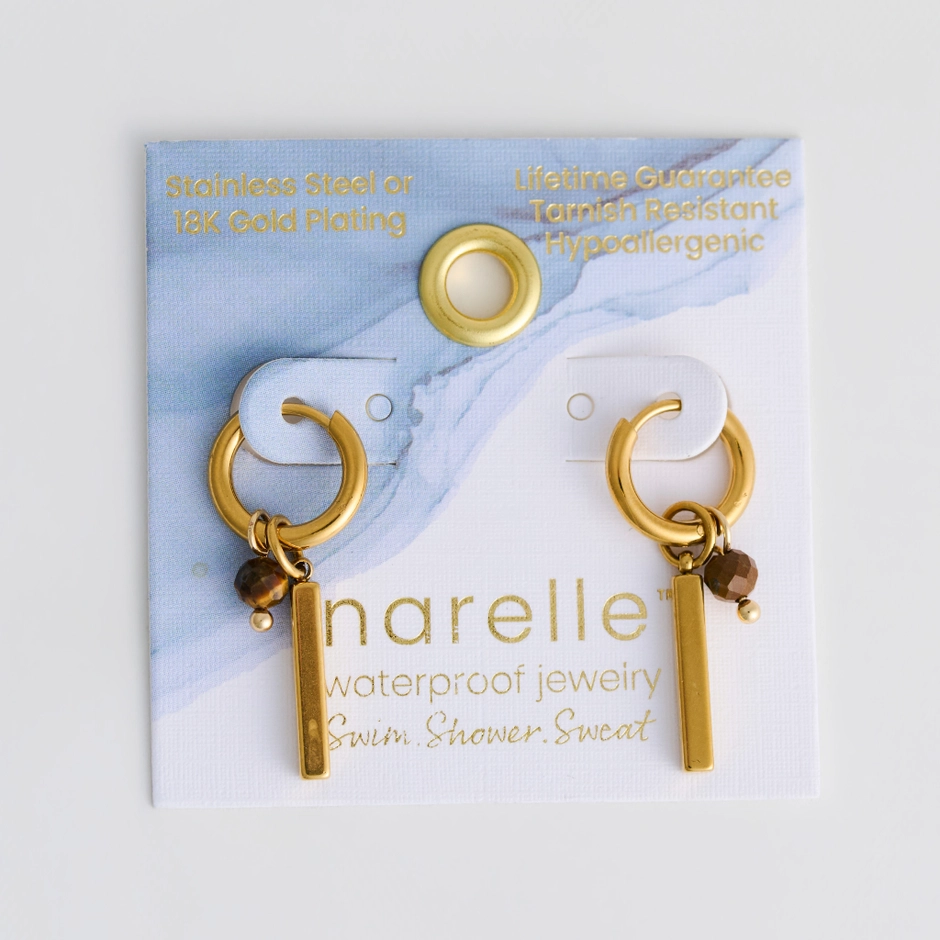 Tiger's Eye Bar Drop Earrings