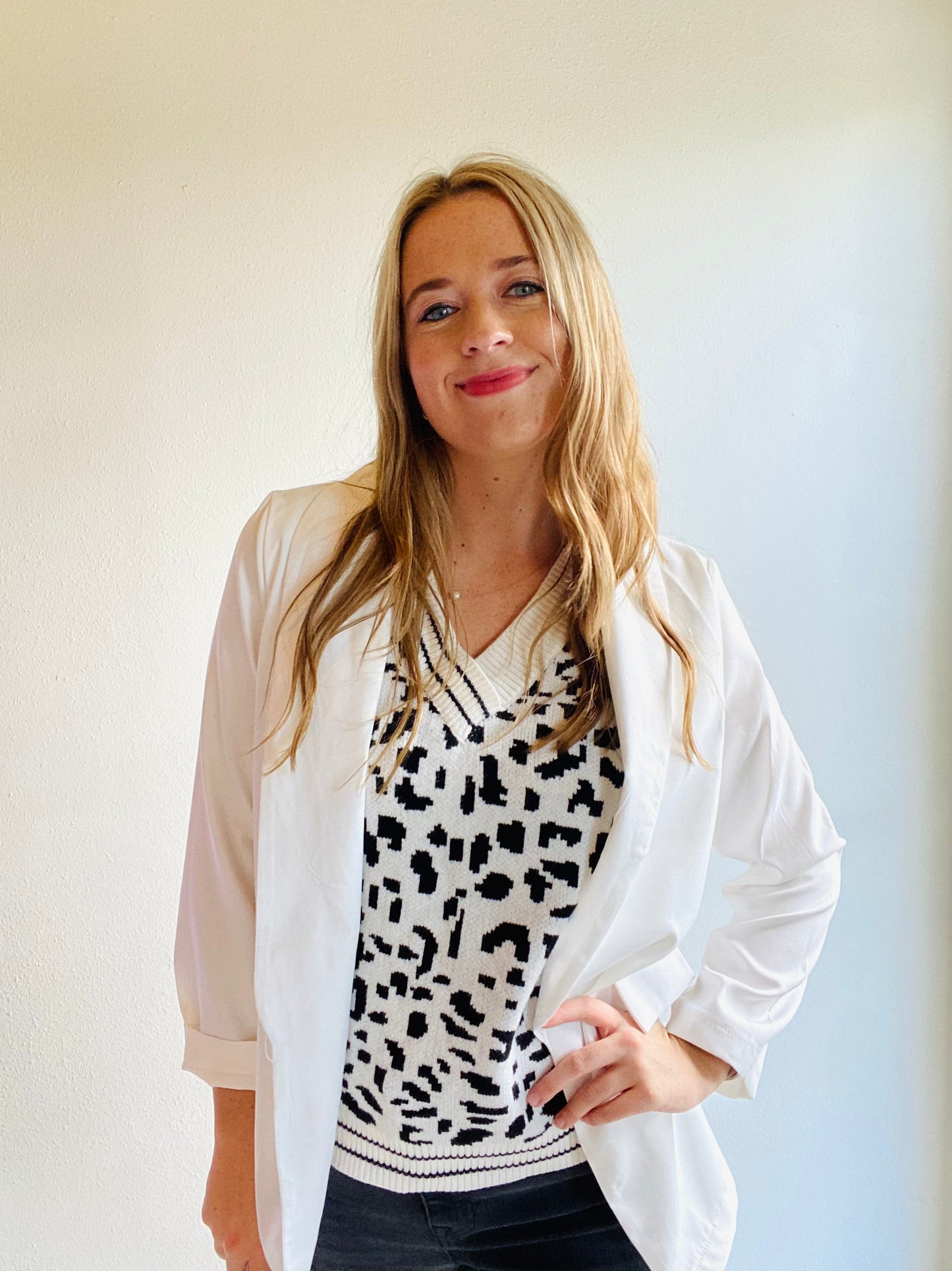 White Leopard Knitted Vest