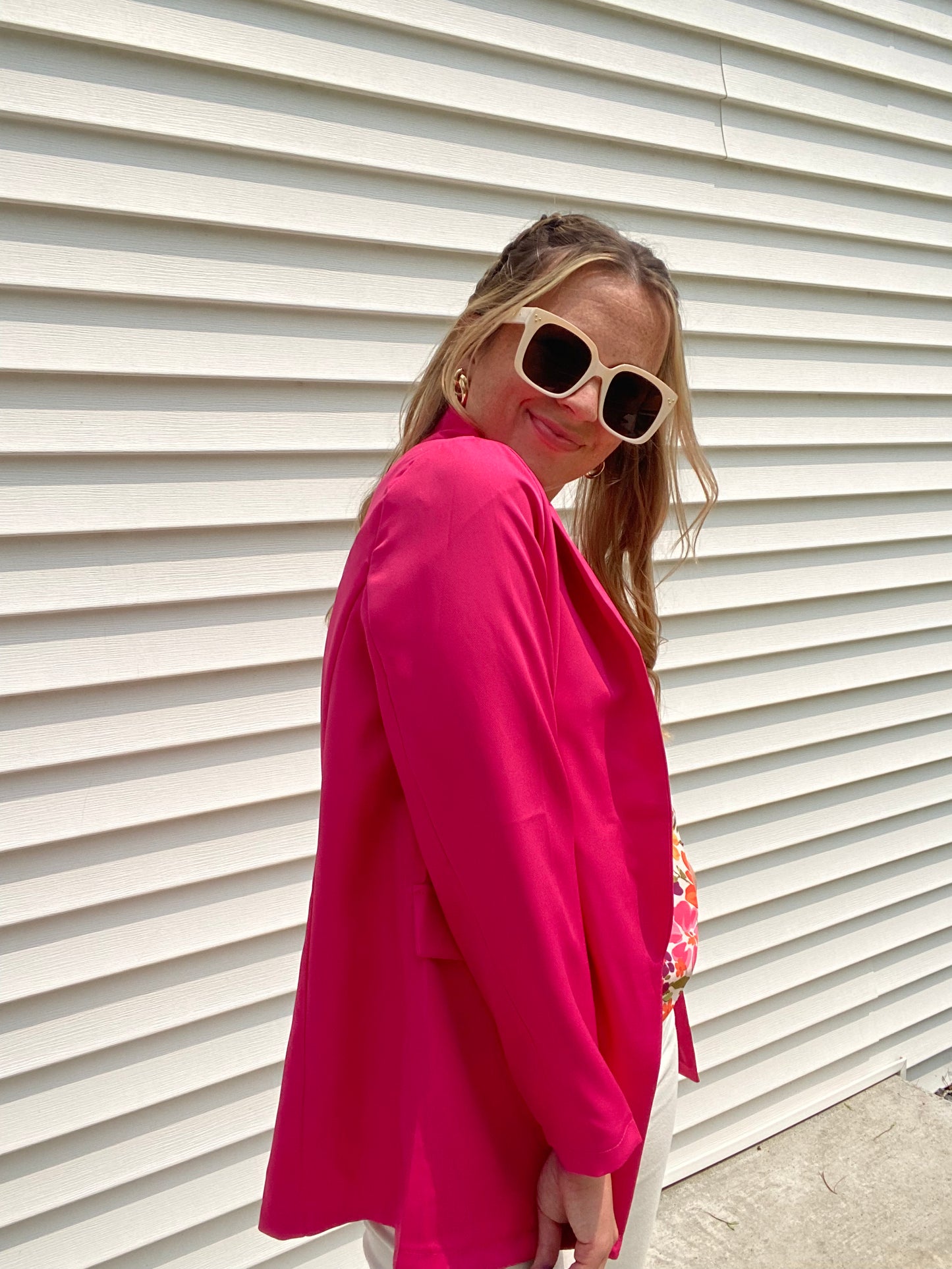 Lydia Loose Fit Blazer - Hot Pink