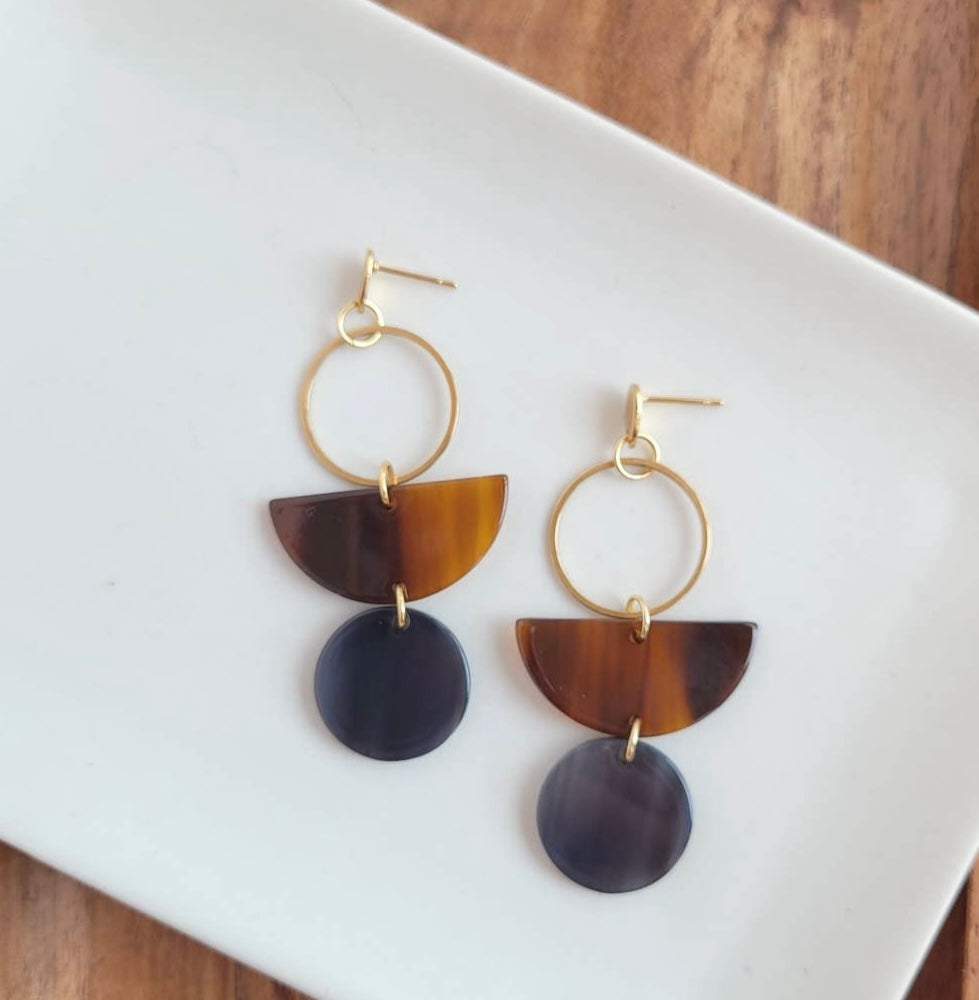 Walnut and Black Wren Earrings