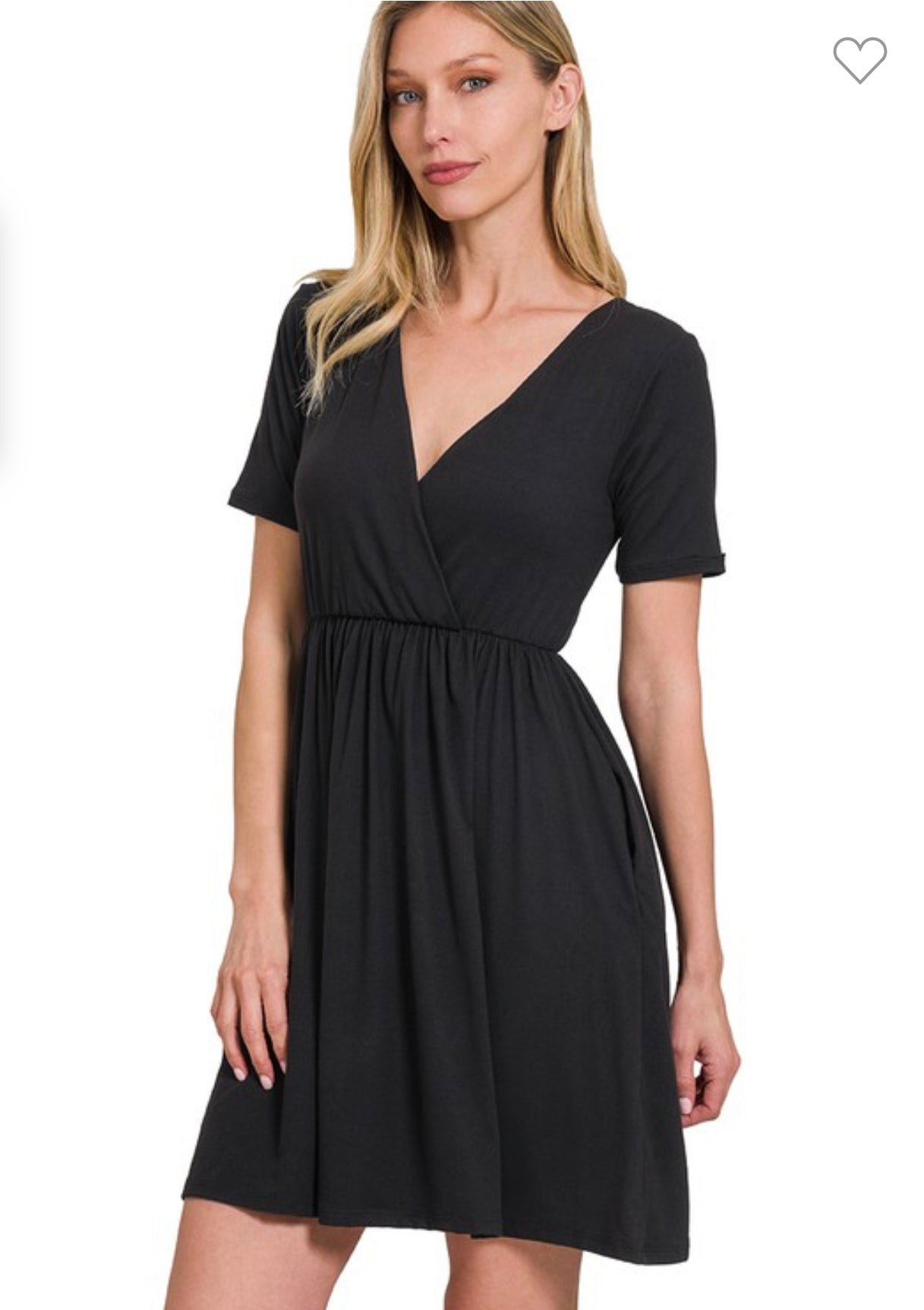 Buttery Soft Black V Neck Dress