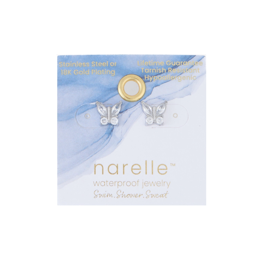 Cubic Zirconia Butterfly Stud Earrings