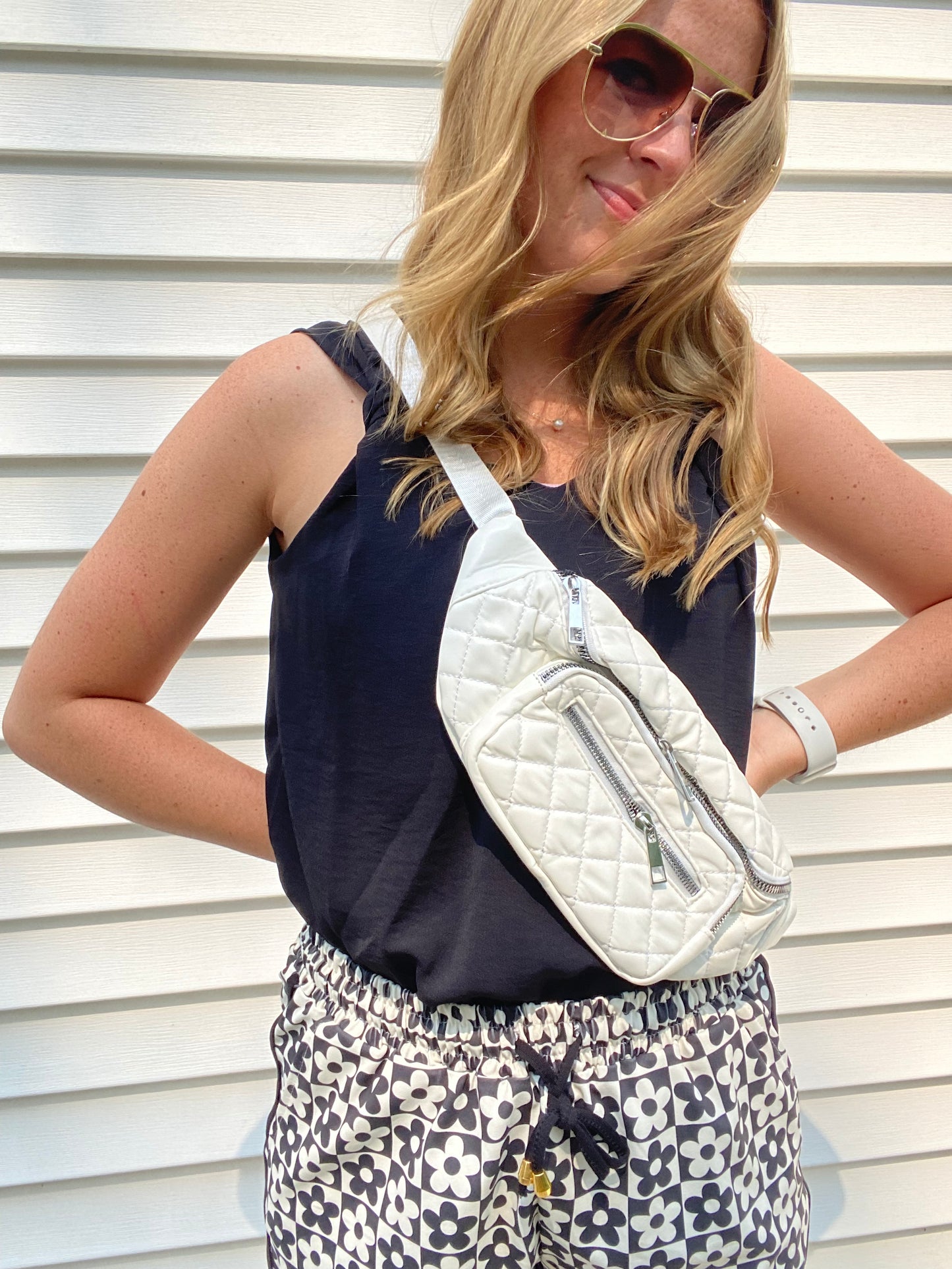 Vegan Leather Belt Bag- White
