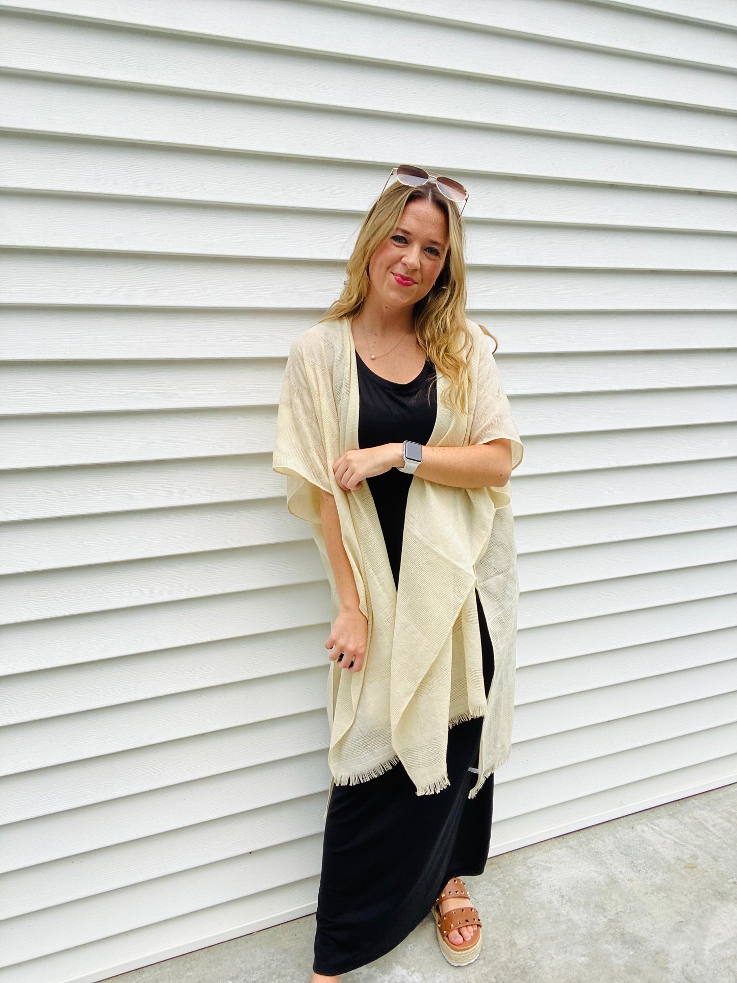 Cream Diamond Embroidered Kimono