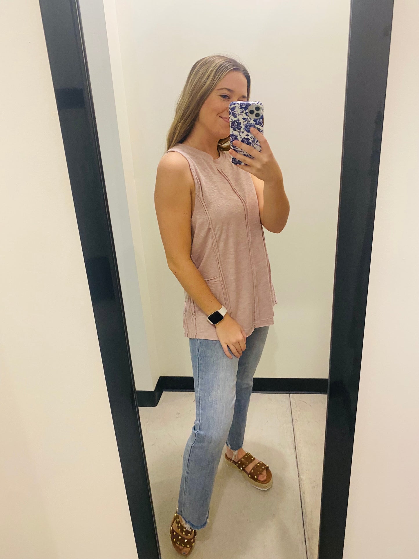 Mauve Exposed Seam Tank Top
