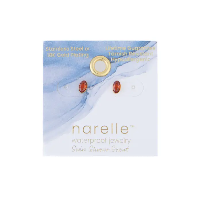 Oval Gem Stud Earrings