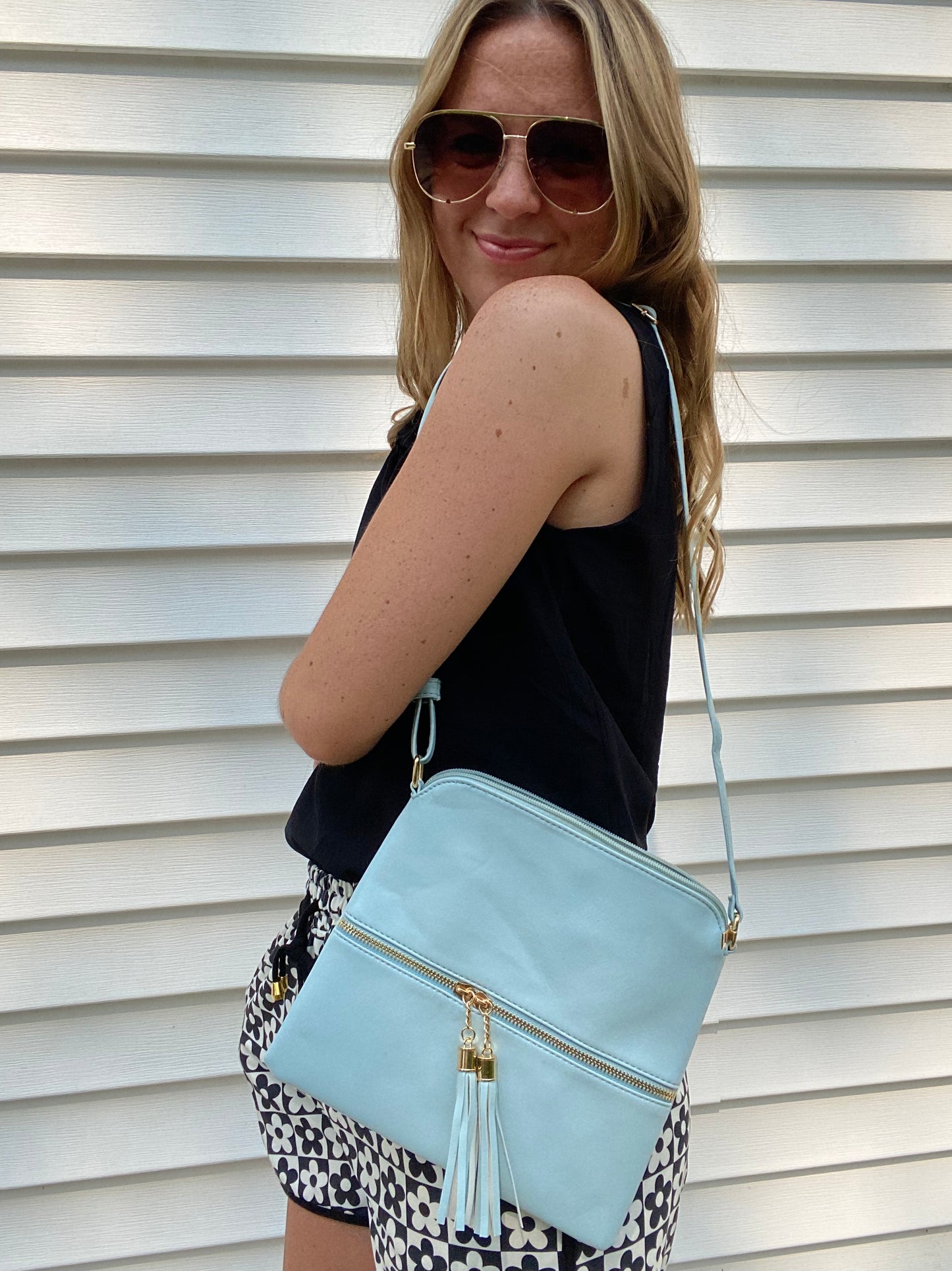 Tassel Messenger Bag- Baby Blue