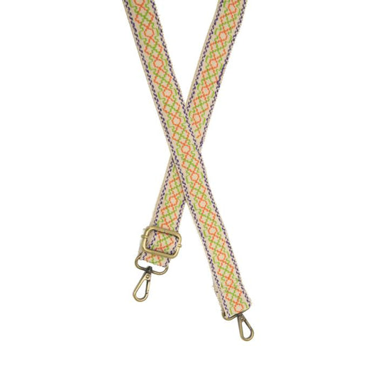 Cream & Neon Guitar Strap